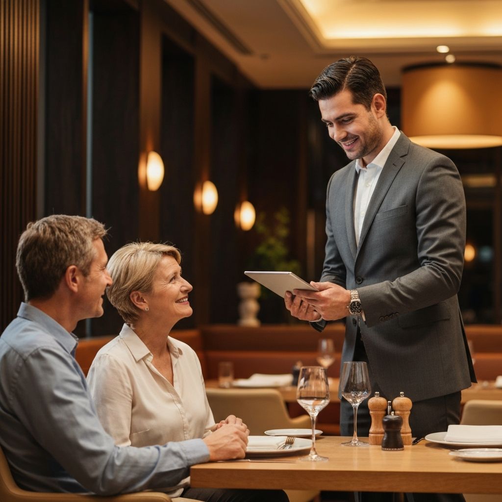 Garçom utilizando tablet